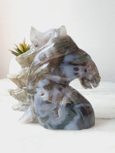 Load image into Gallery viewer, Moss Agate Horse Carving (611g)
