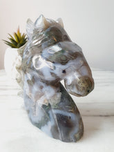 Load image into Gallery viewer, Moss Agate Horse Carving (611g)
