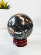 Load image into Gallery viewer, Amazonite Sphere with Pyrite Inclusion
