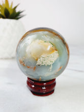 Load image into Gallery viewer, Amazonite Sphere with Pyrite Inclusion
