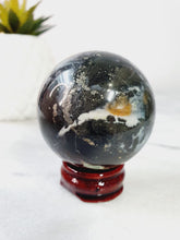 Load image into Gallery viewer, Amazonite Sphere with Pyrite Inclusion

