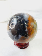 Load image into Gallery viewer, Amazonite Sphere with Pyrite Inclusion
