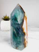 Load image into Gallery viewer, Super Unique Rainbow Fluorite with Golden Healer Tower
