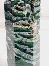 Load image into Gallery viewer, Super Unique Moss Agate Point with Zebra Druzies
