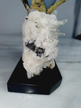 Load image into Gallery viewer, Green Jade Hummingbird on Cluster Quartz Base &amp; Angelite Flower with Serpentine Leaves
